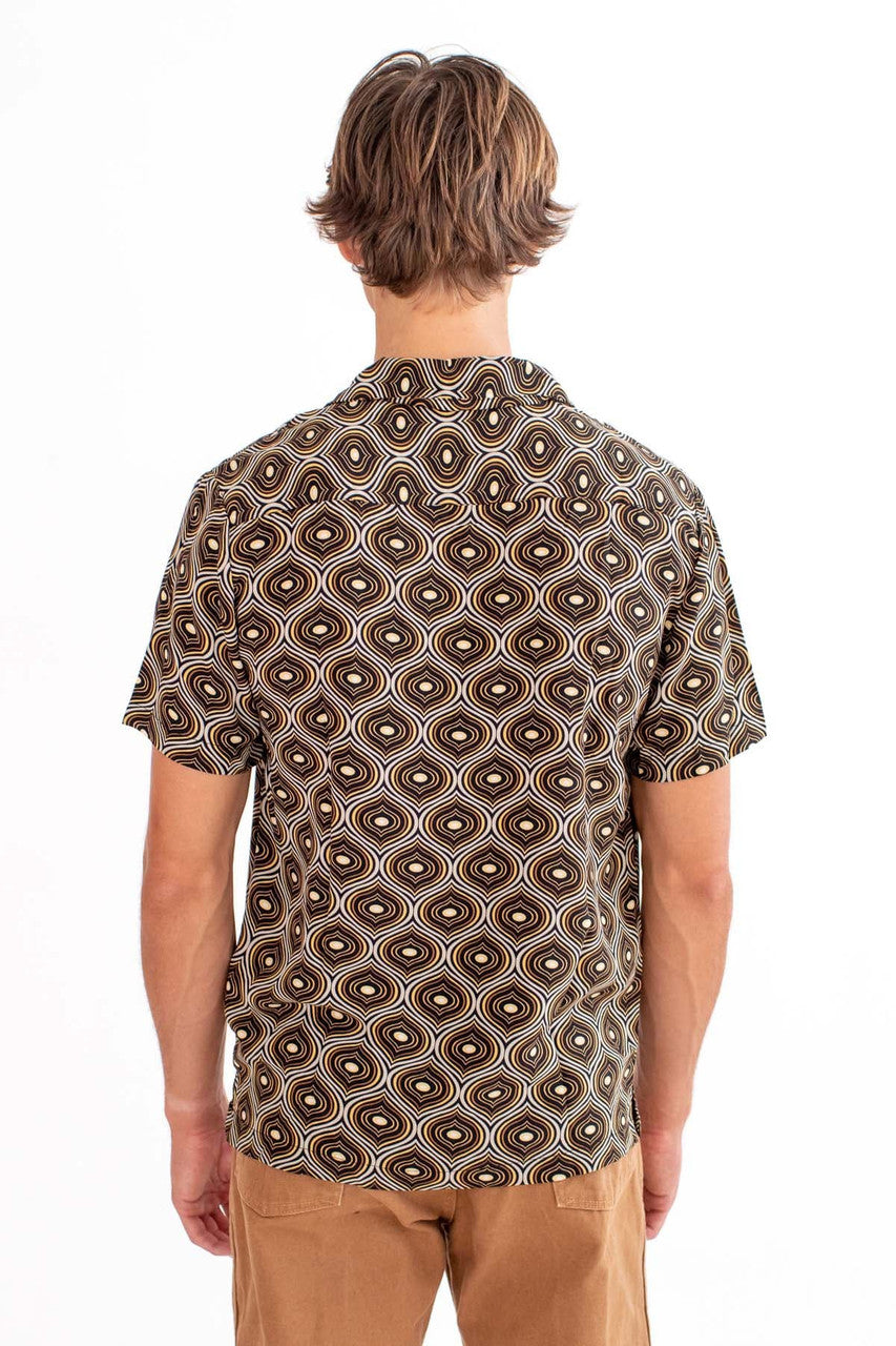Black Geo Wave Button Up Shirt