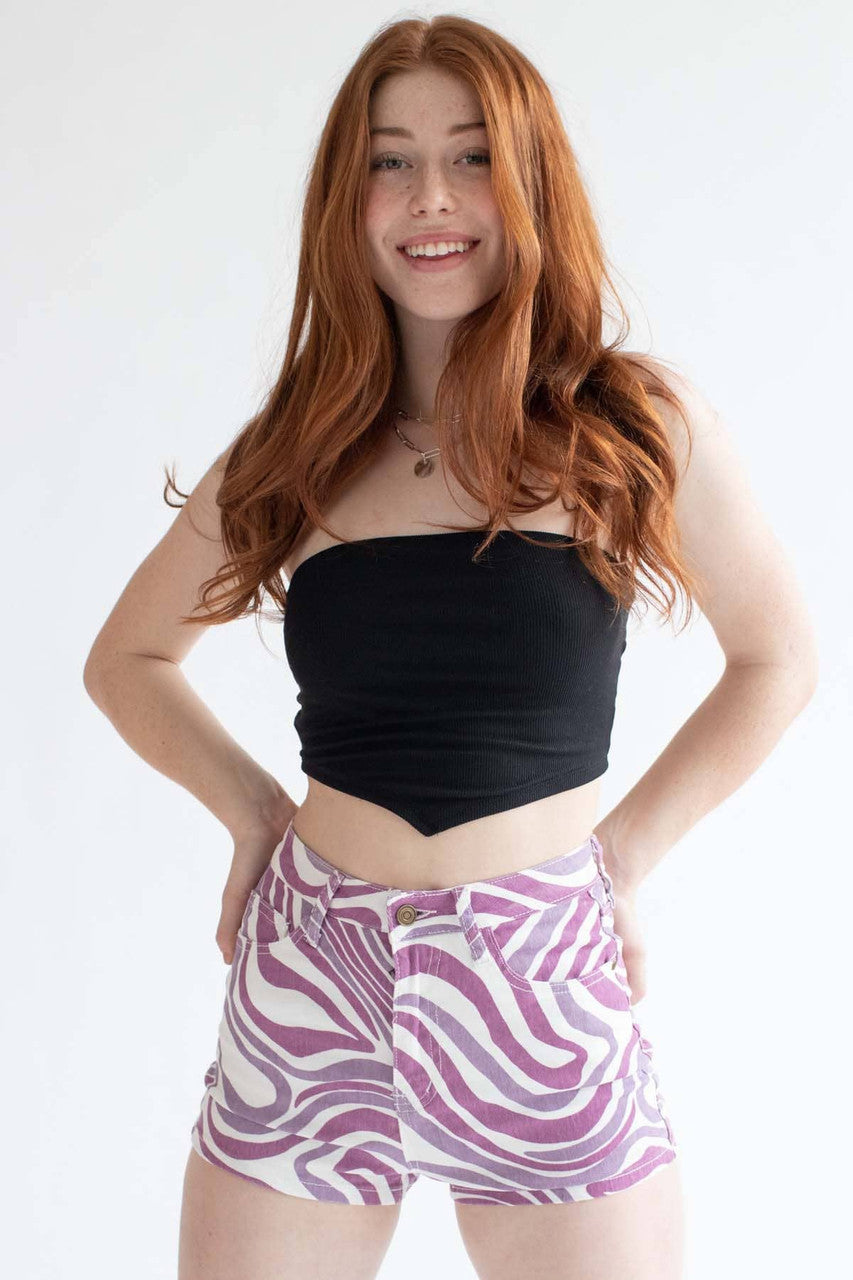 Black Handkerchief Hem Tube Top