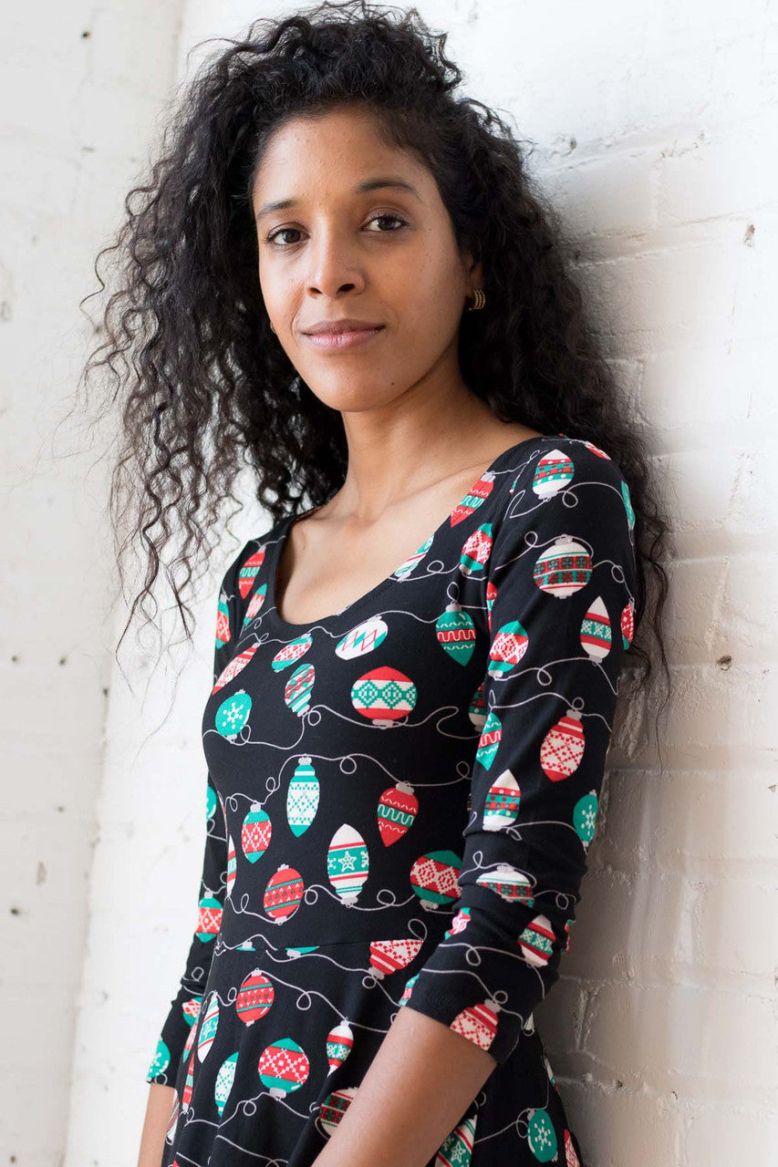 Black Holiday Ornaments Dress