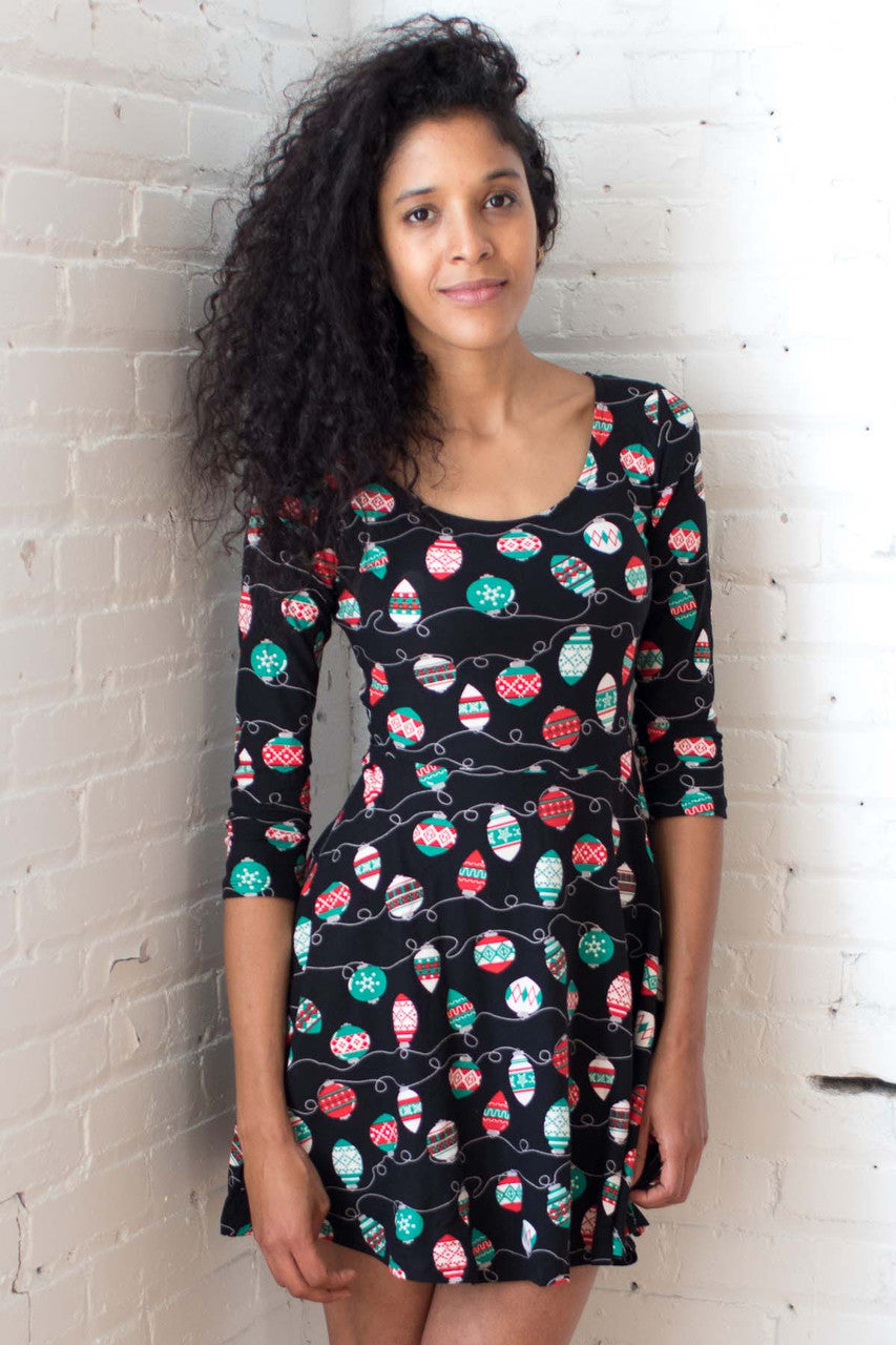 Black Holiday Ornaments Dress