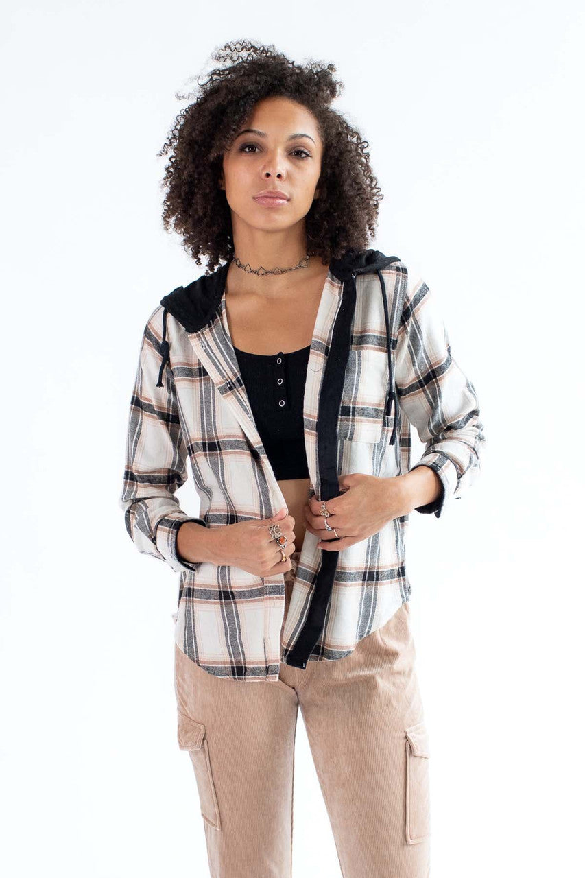 Black Hooded Flannel