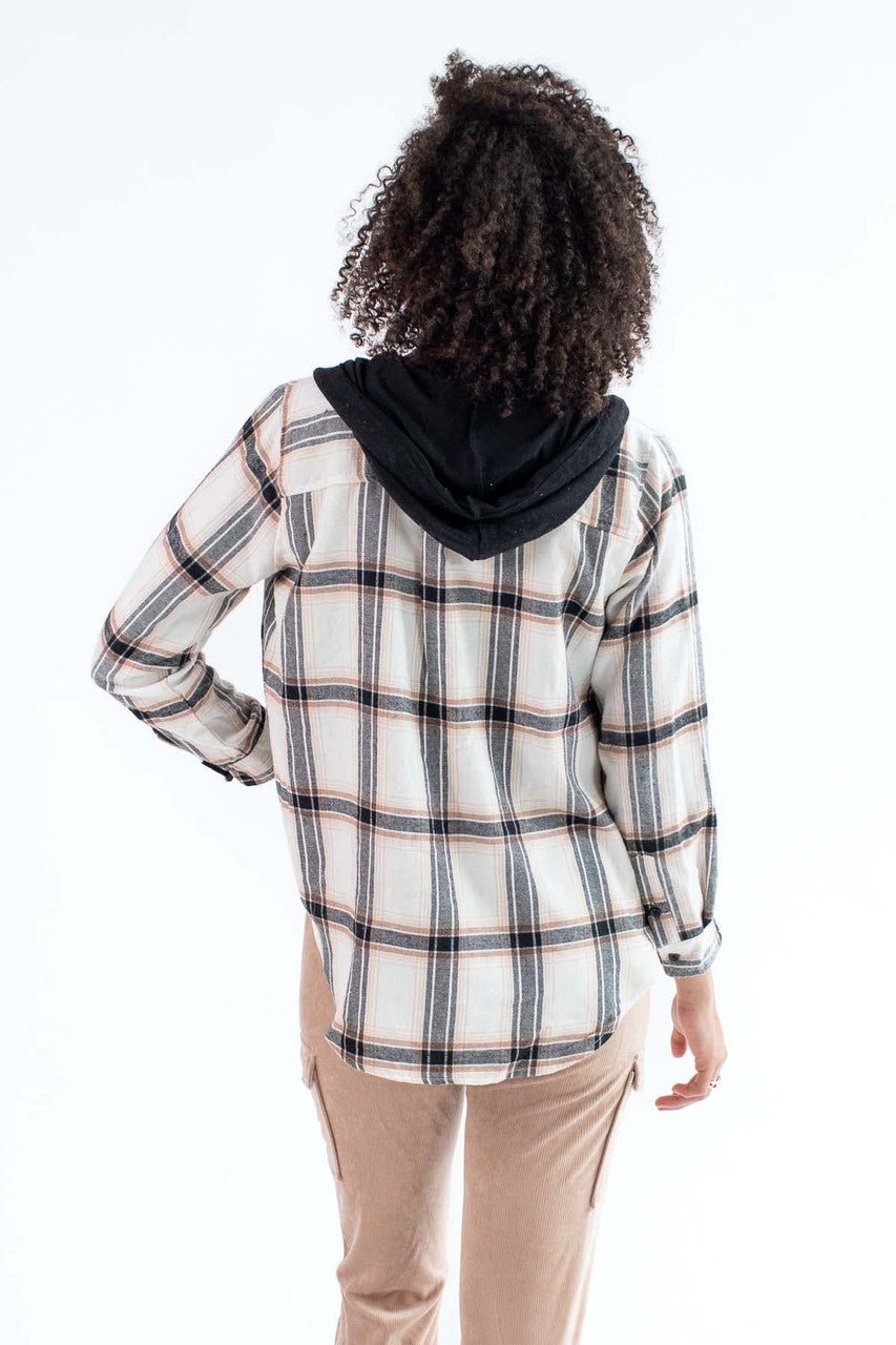 Black Hooded Flannel