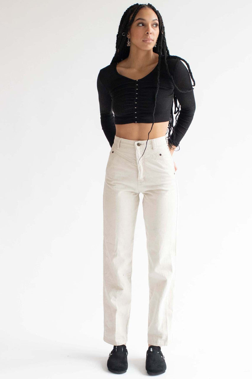 Black Hook & Eye Ribbed Long Sleeve Crop Top