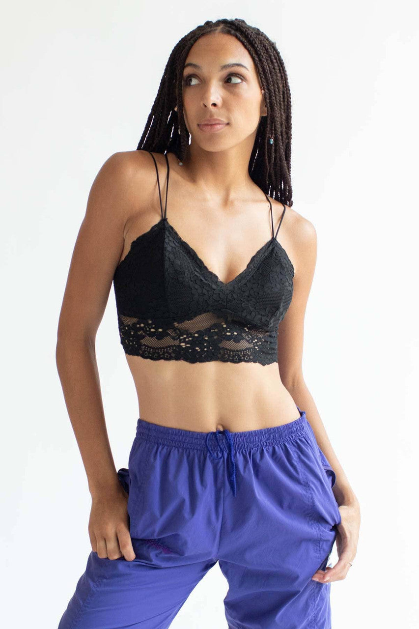 Black Lace Triangle Strap Bralette