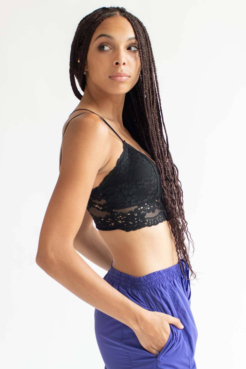 Black Lace Triangle Strap Bralette