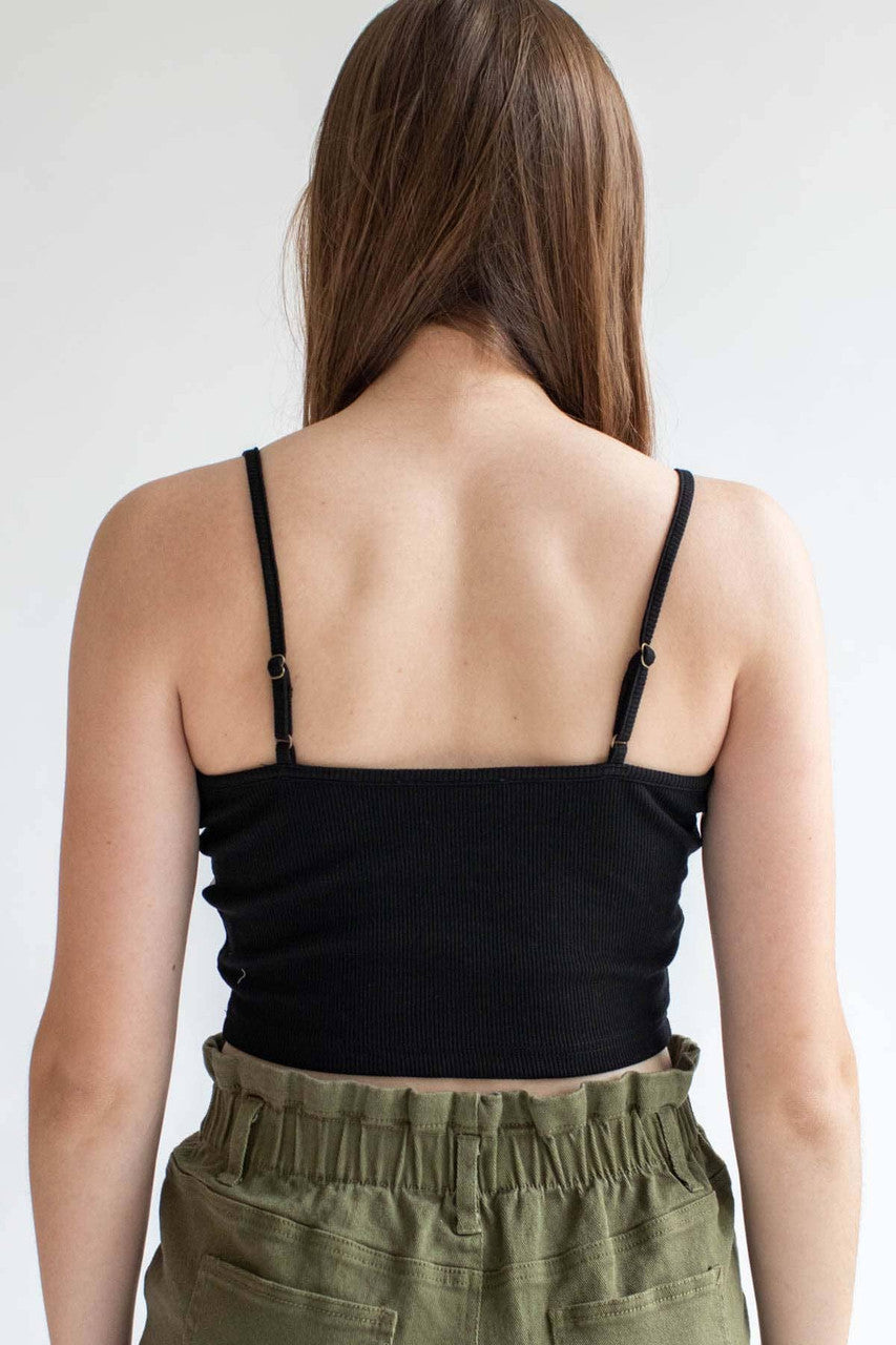 Black Lace Trim Crop Cami