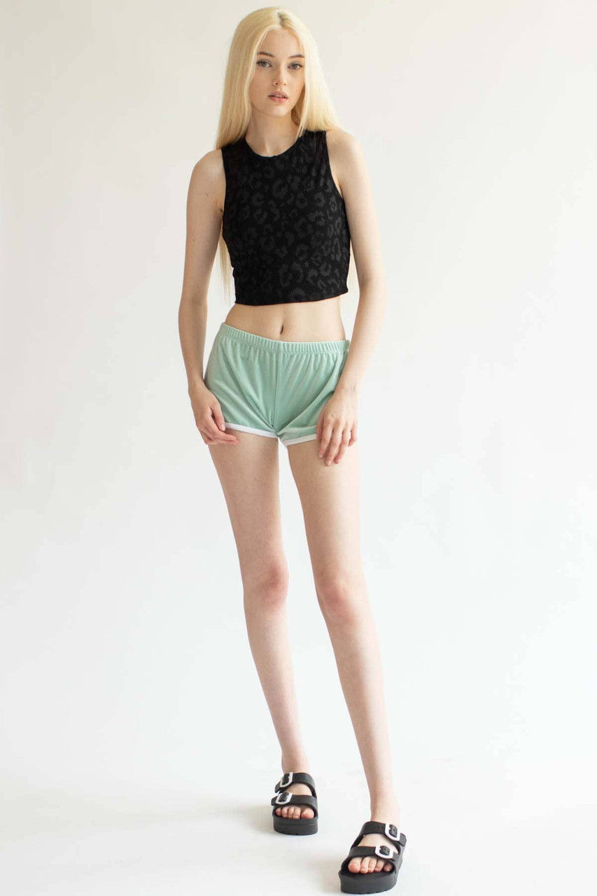 Black Leopard Net Mesh Top