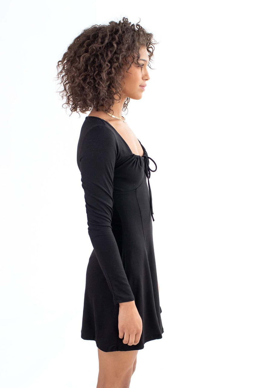 Black Long Sleeve Milkmaid Dress