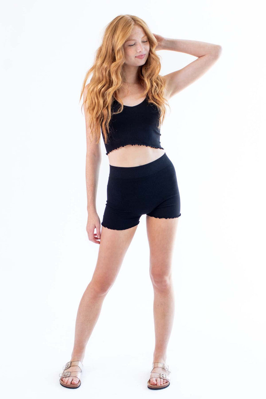 Black Matching Seamless Shorts and Cami