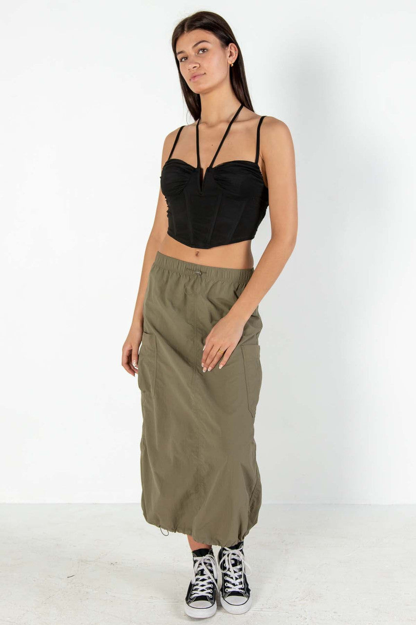 Black Mesh Bustier Halter Top