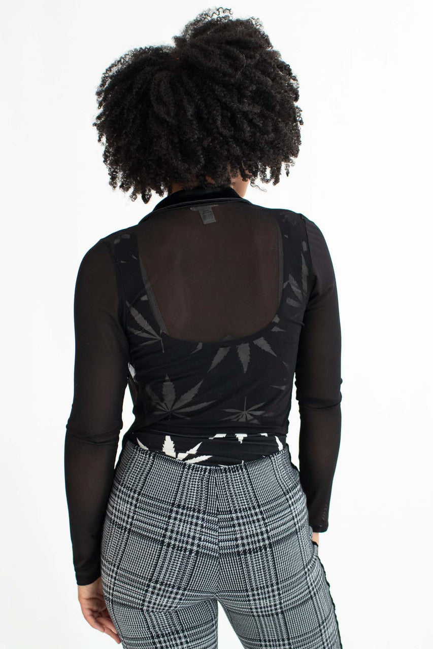 Black Mesh Button Up Shirt