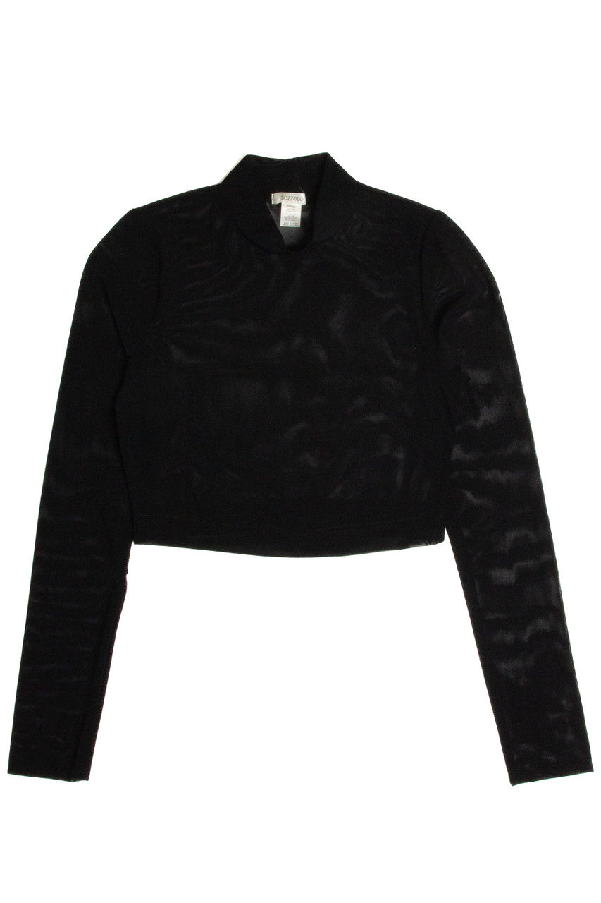 Black Mesh Long Sleeve Turtleneck