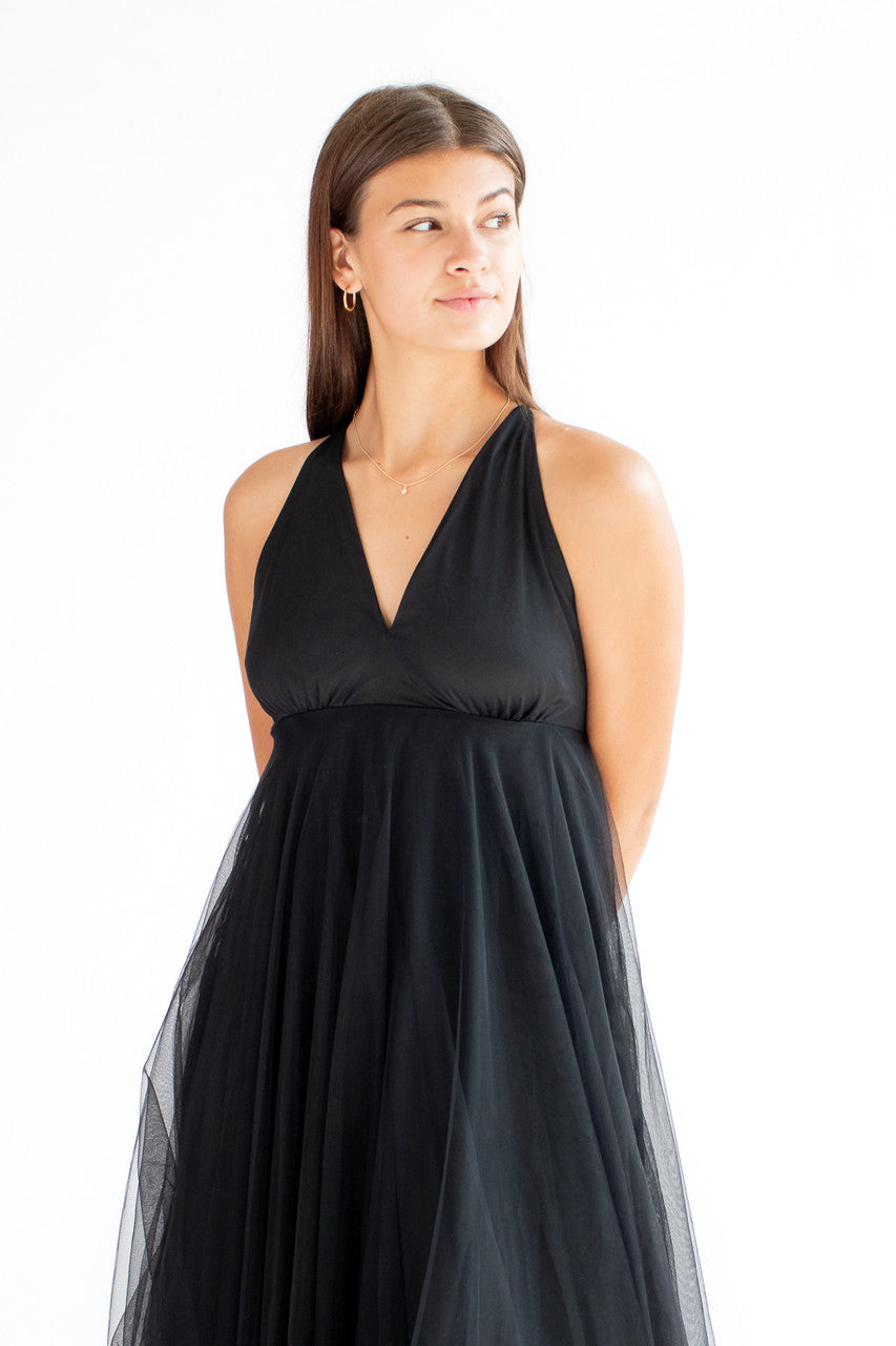 Black Mesh Midi Dress