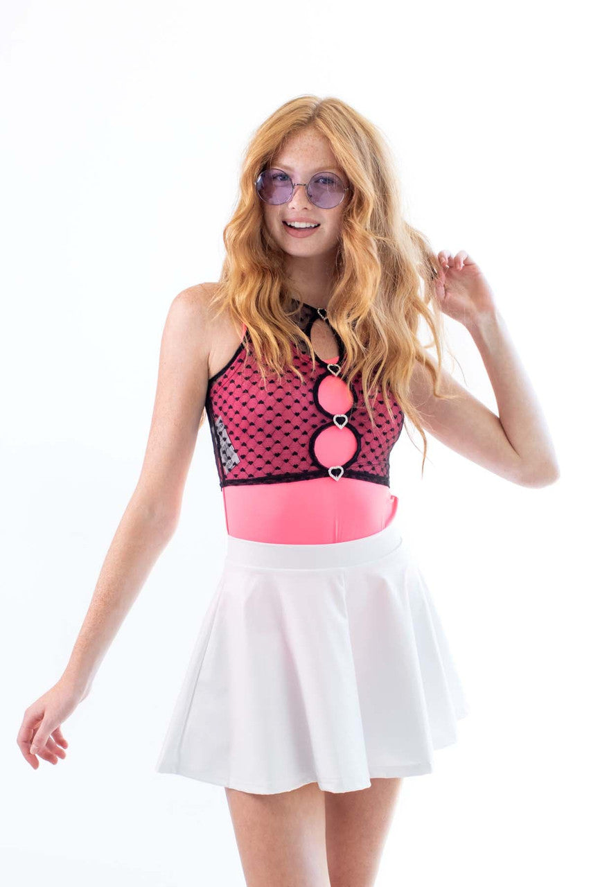 Black Mesh Rhinestone Heart Vest