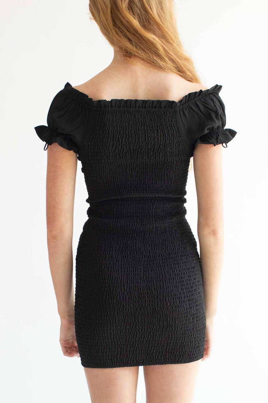 Black Milkmaid Mini Dress