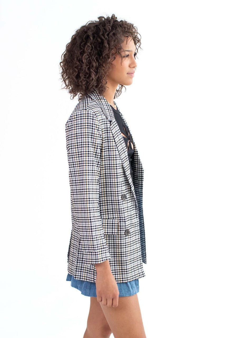 Black Mini Plaid Blazer