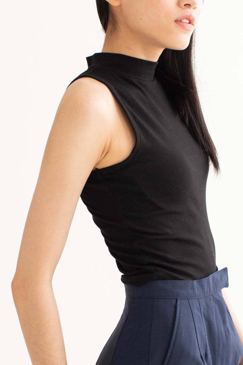 Black Mock Neck Crop Top