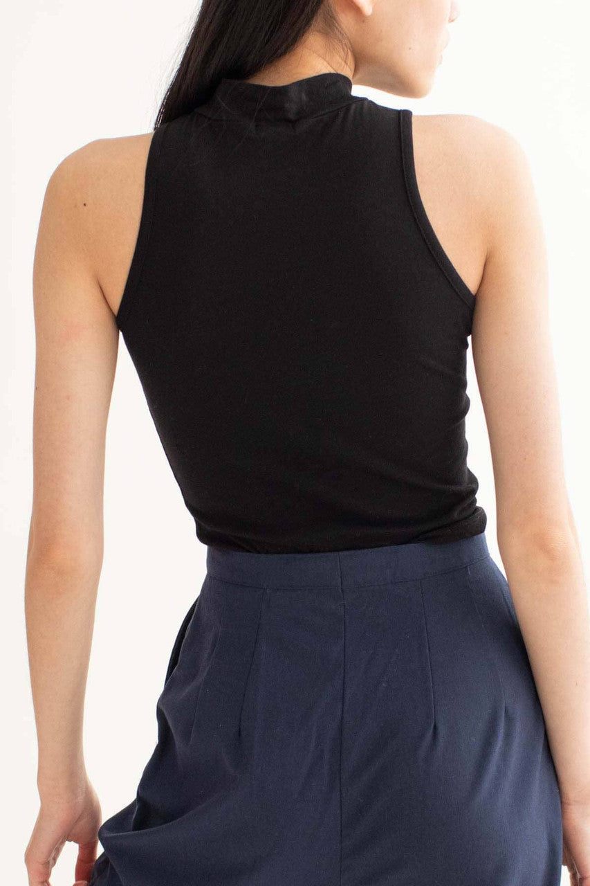 Black Mock Neck Crop Top