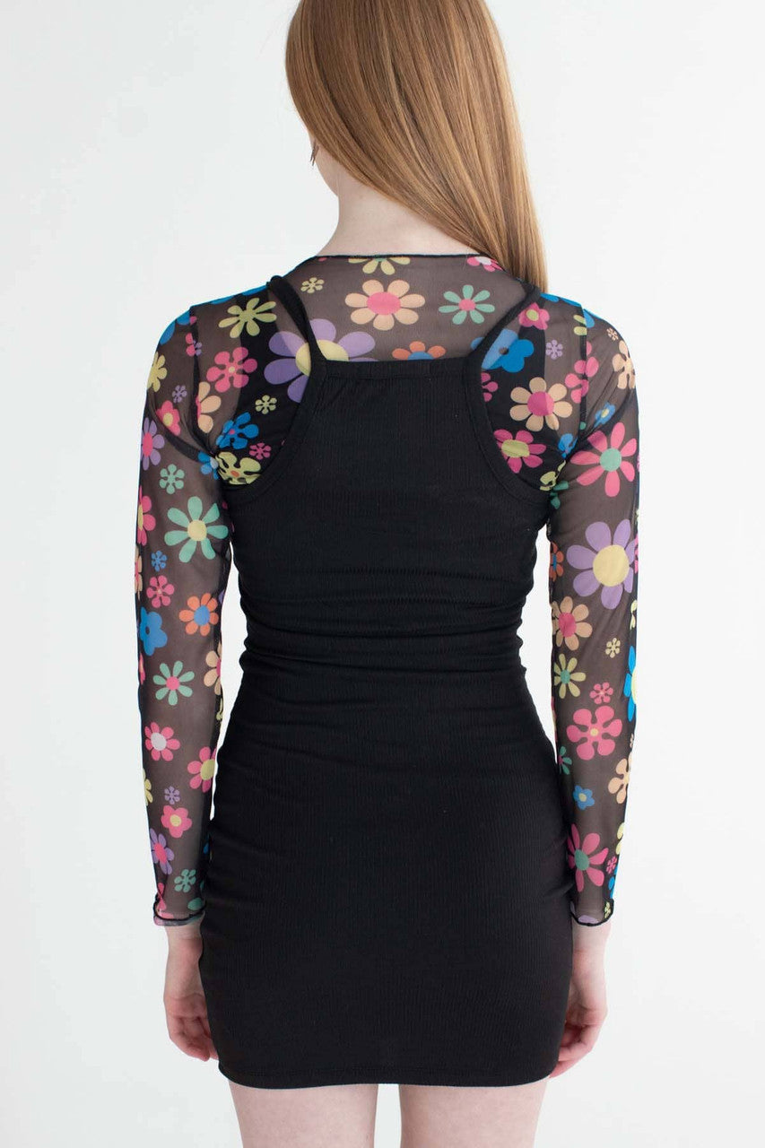 Black Mushroom Patch Mini Dress