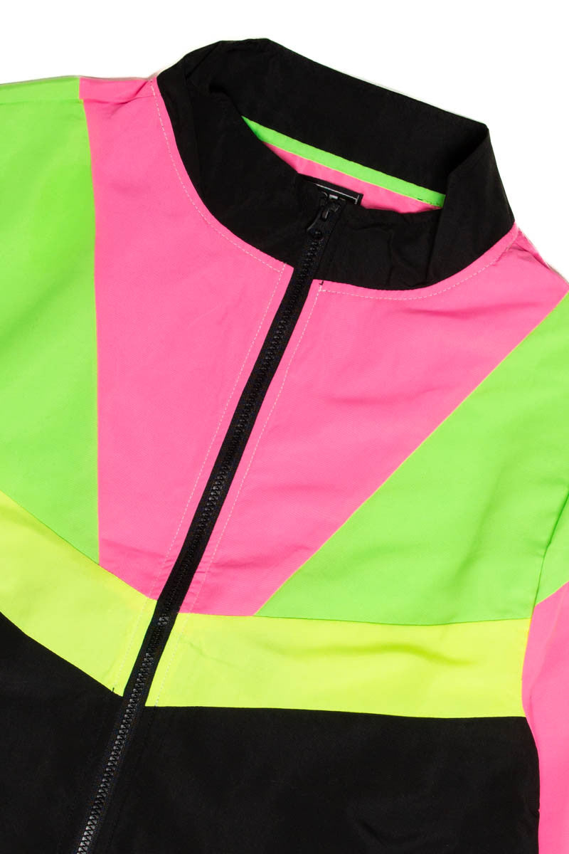 Black Neon Colorblocked Windbreaker