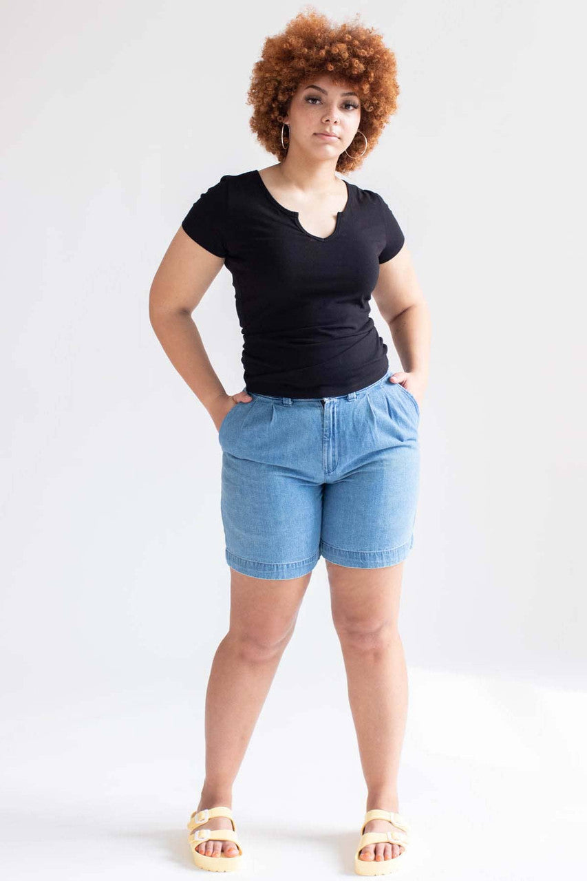 Black Notched Neck T-Shirt (Extended Sizes)