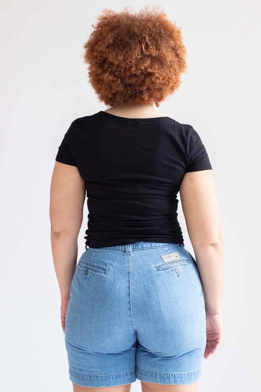 Black Notched Neck T-Shirt (Extended Sizes)