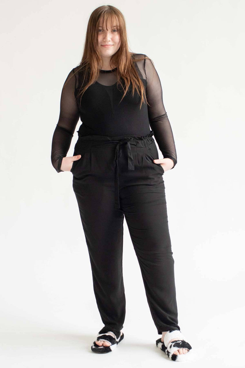 Black Paper Bag Pants (Extended Sizes)
