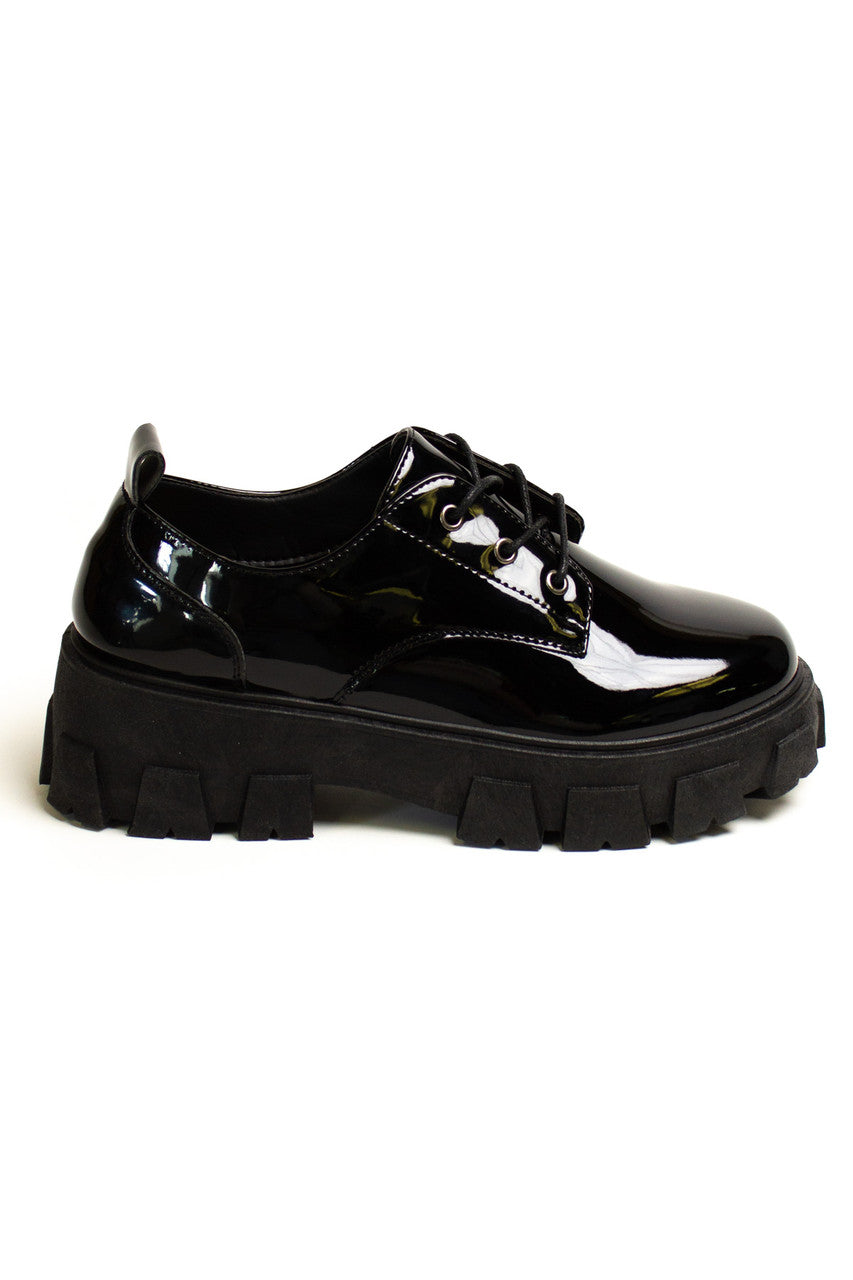 Black Patent Platform Oxford