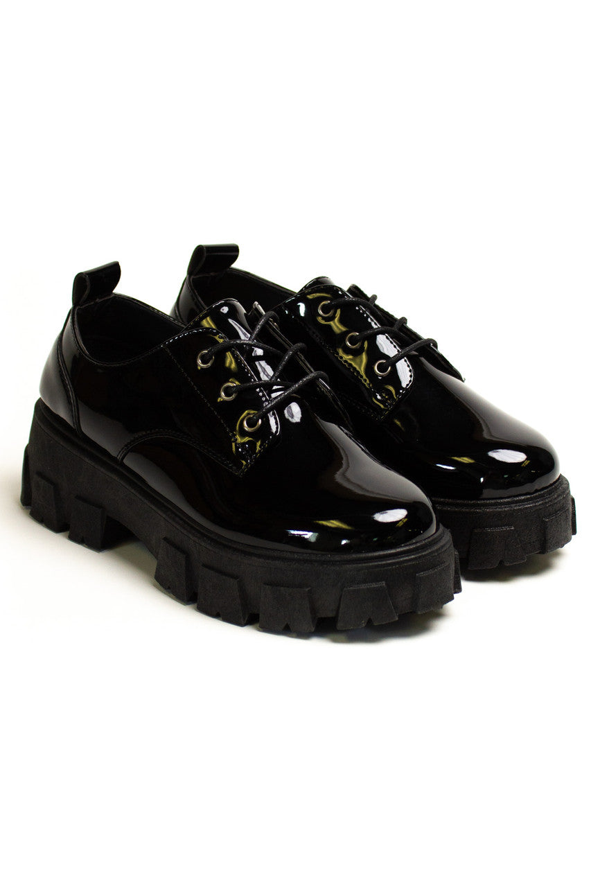 Black Patent Platform Oxford