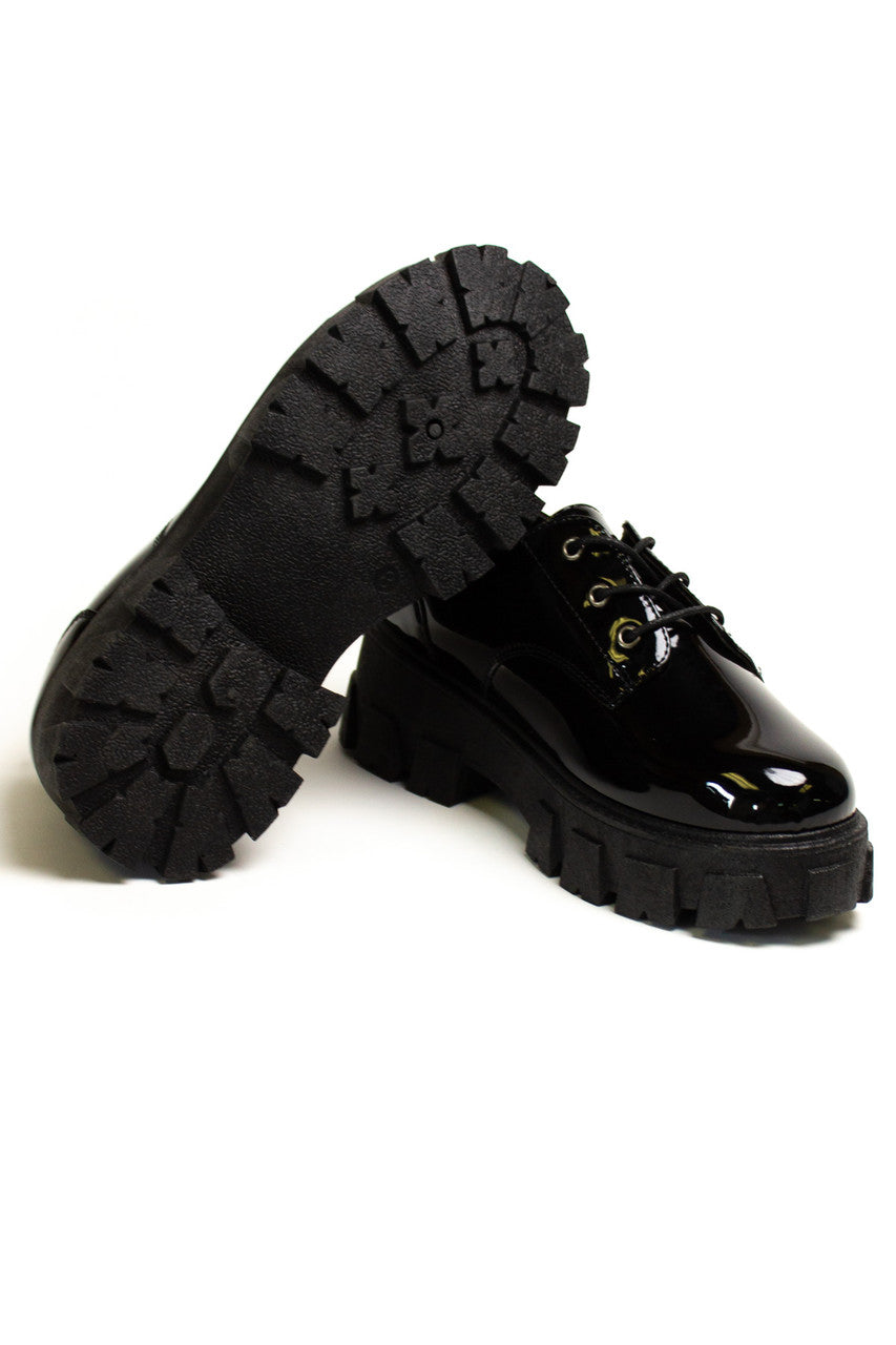 Black Patent Platform Oxford