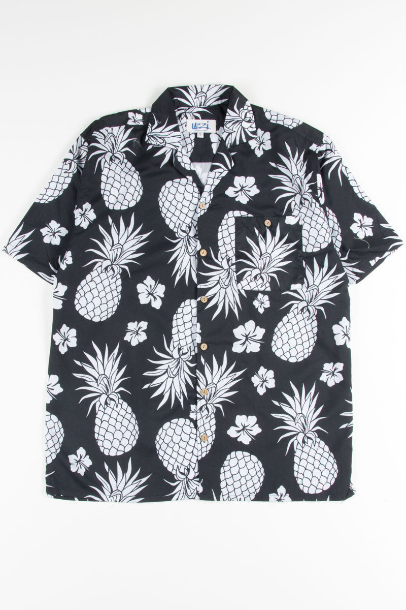 Black Pineapple Print Hawaiian Shirt