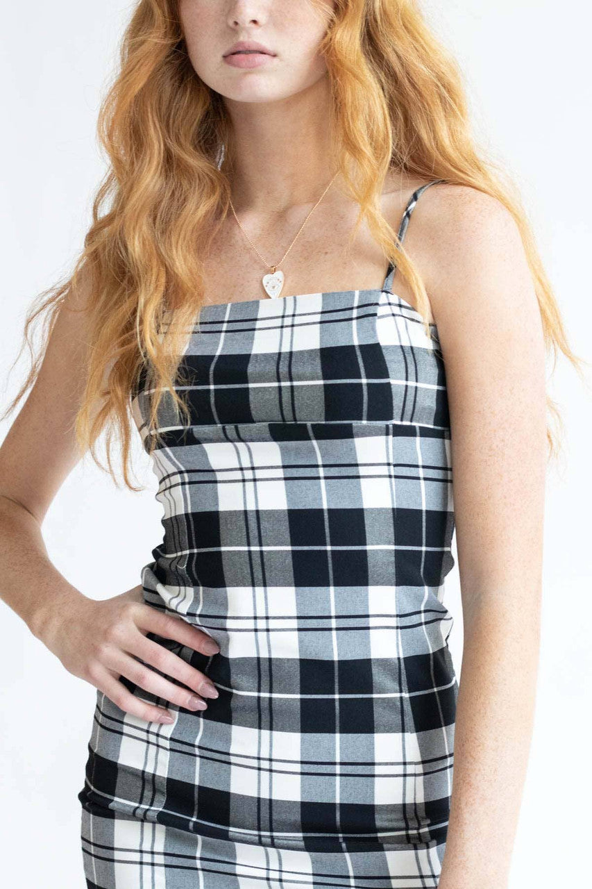 Black Plaid Mini Dress