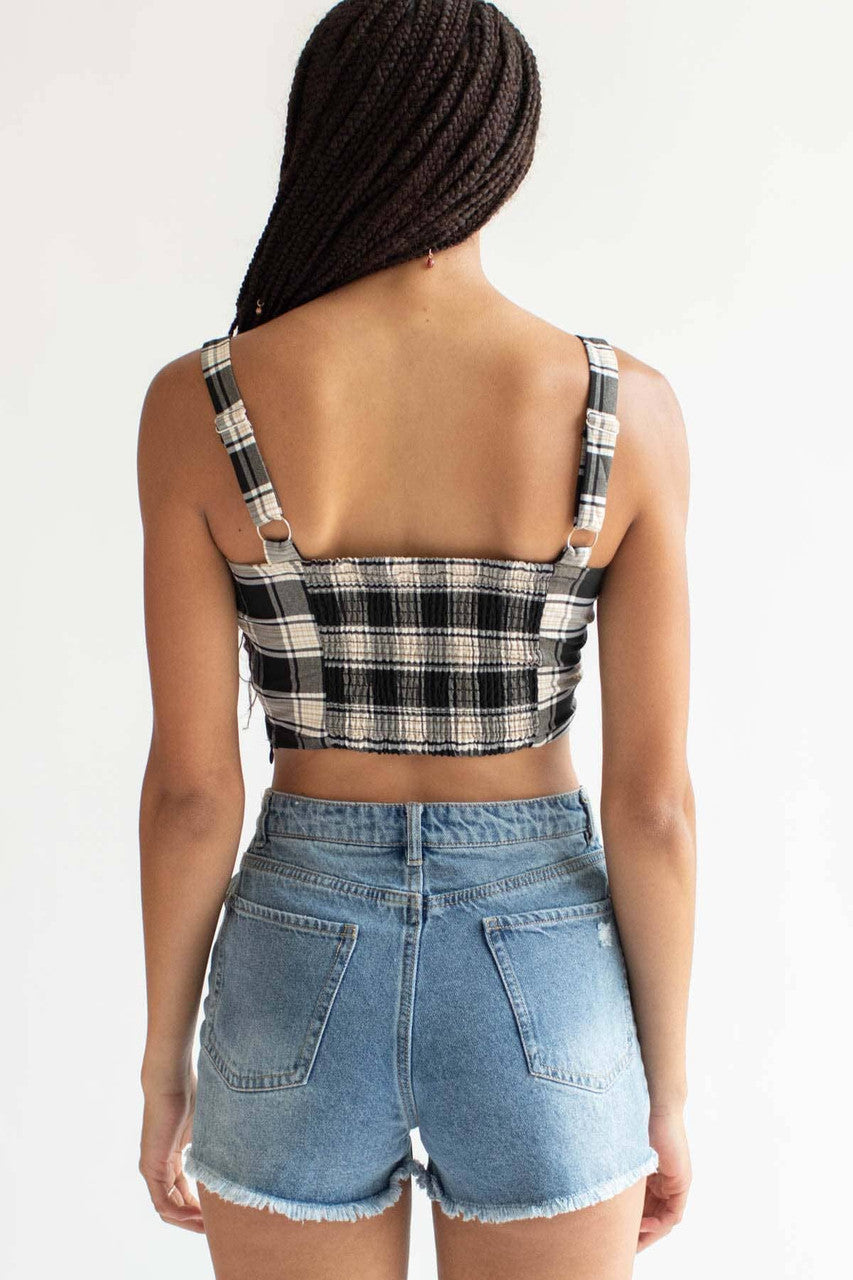 Black Plaid Stretch Tank