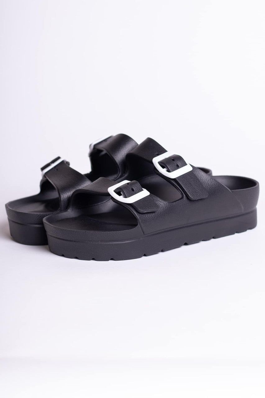 Black Platform Foam Sandals