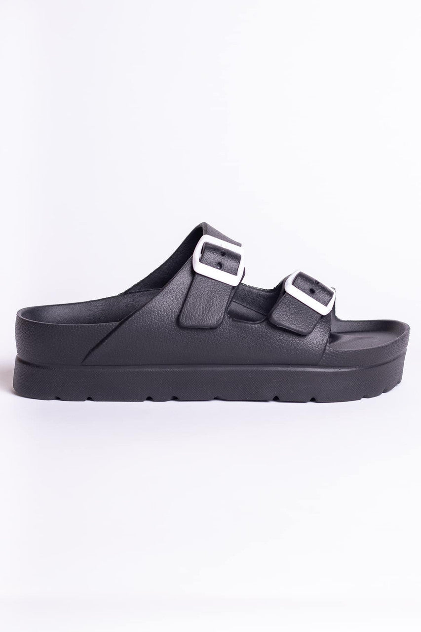Black Platform Foam Sandals