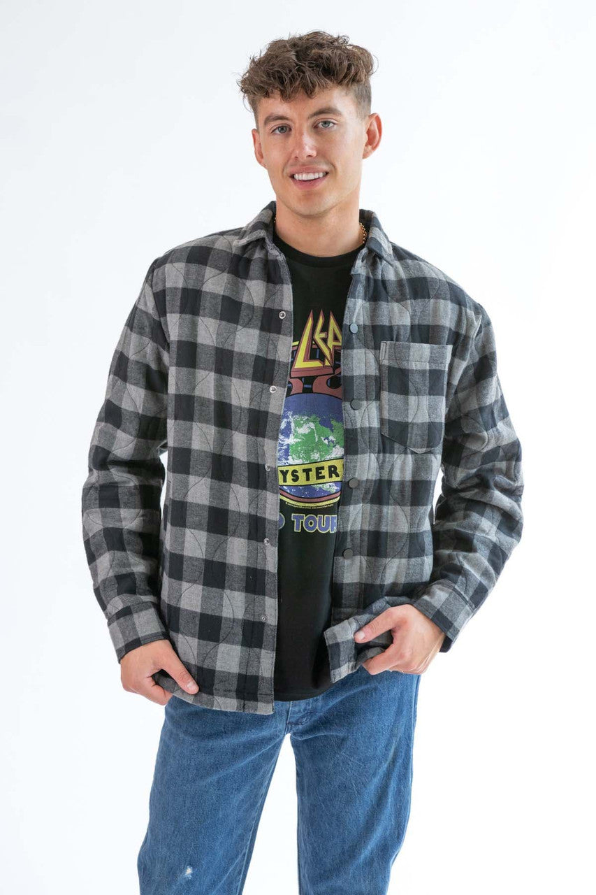 Black Quilted Plaid Shacket