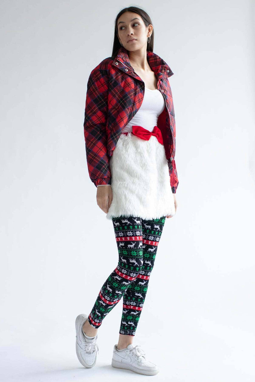 Black Reindeer Fair Isle Christmas Leggings