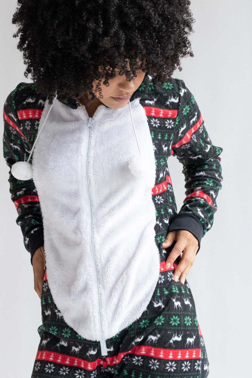 Black Reindeer Fair Isle Onesie Pajamas