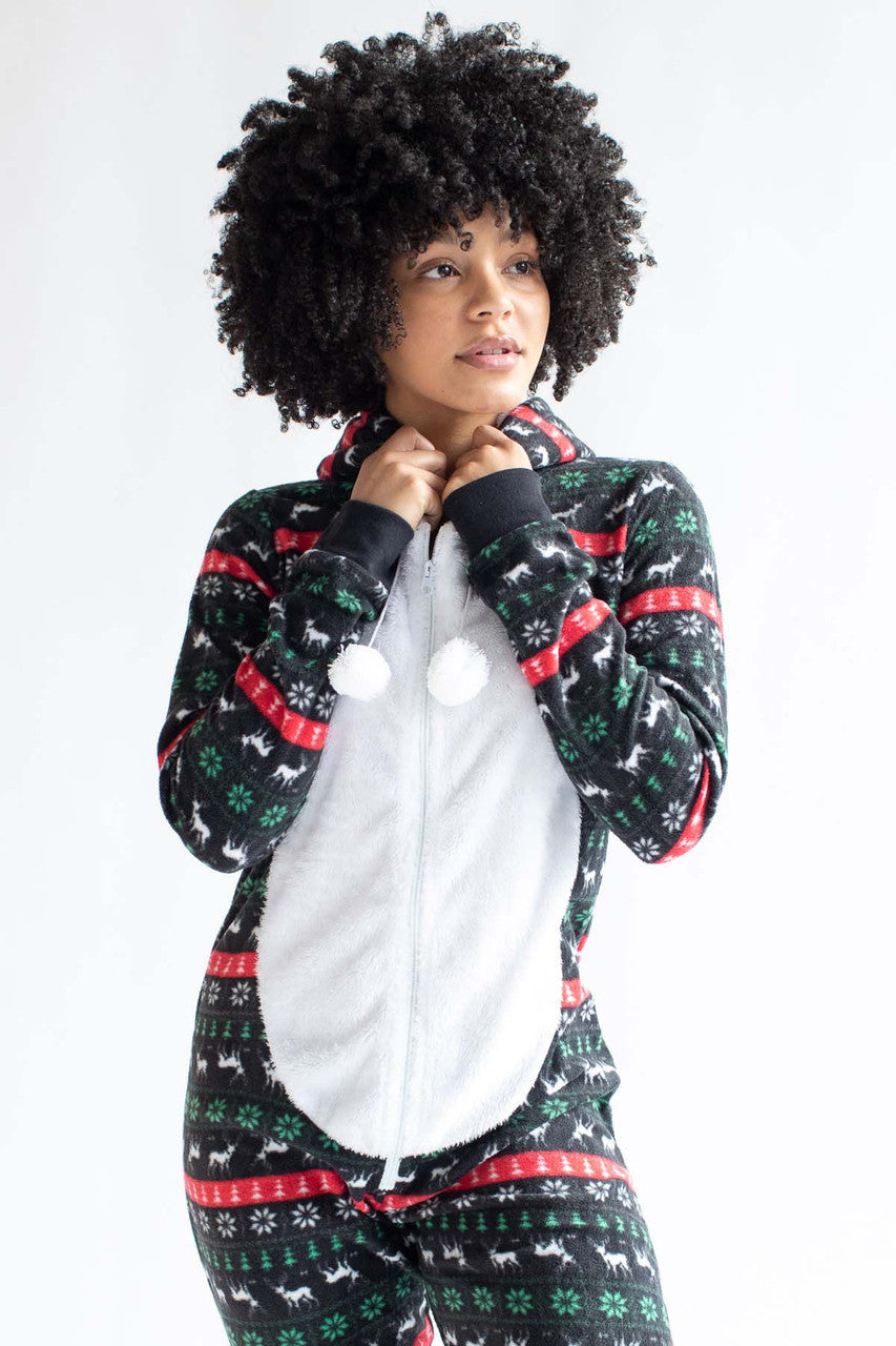 Black Reindeer Fair Isle Onesie Pajamas