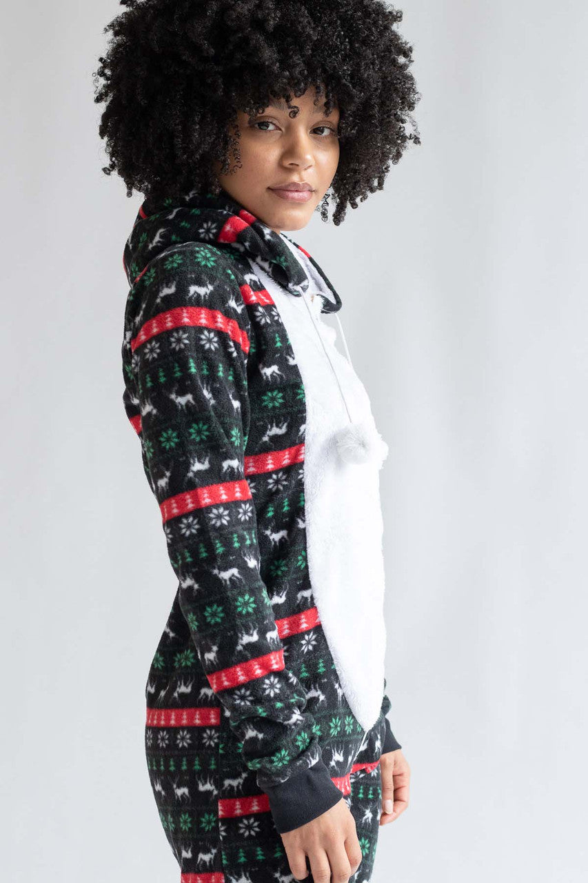 Black Reindeer Fair Isle Onesie Pajamas