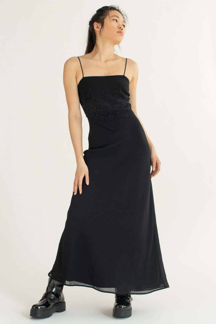 Black Rhinestone Triangle Prom Dress