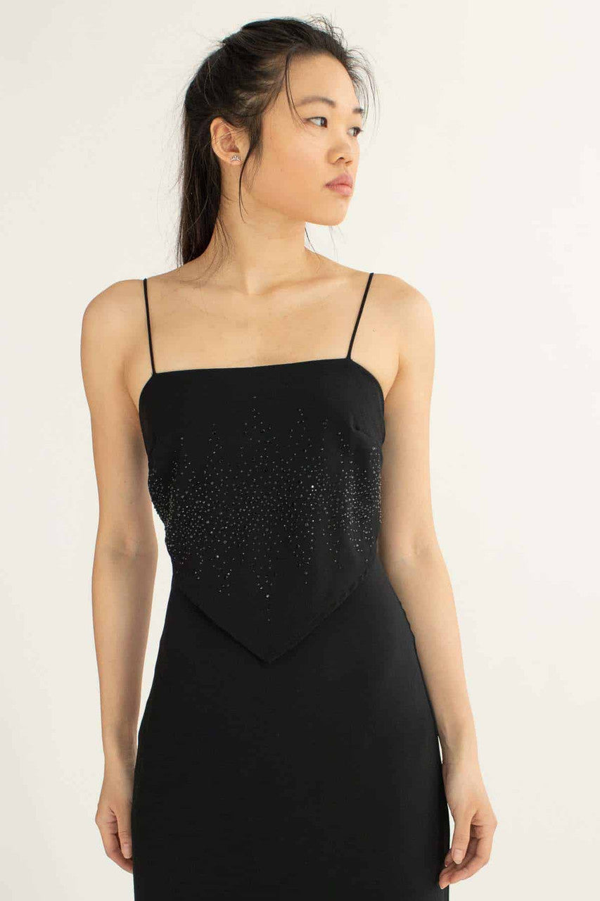 Black Rhinestone Triangle Prom Dress