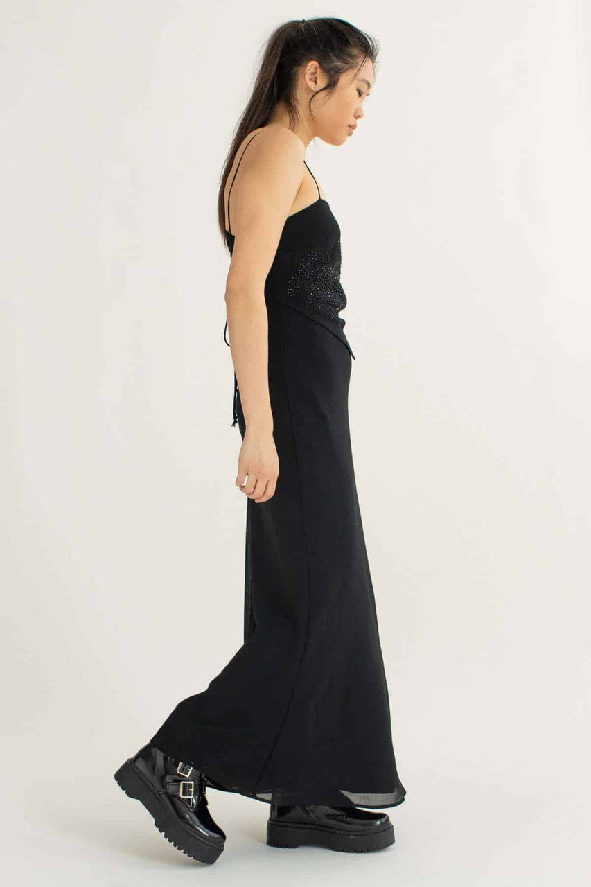 Black Rhinestone Triangle Prom Dress