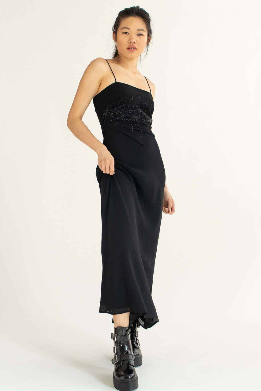 Black Rhinestone Triangle Prom Dress