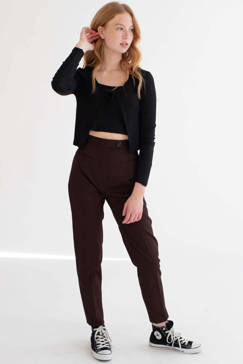 Black Ribbed Cami & Cardigan Set