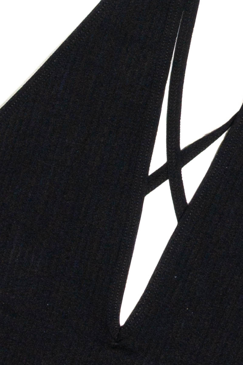 Black Ribbed Cross Back Bralette