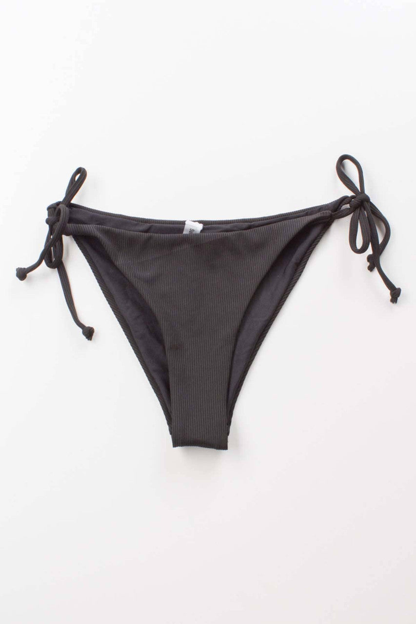 Black Ribbed String Bikini Bottom