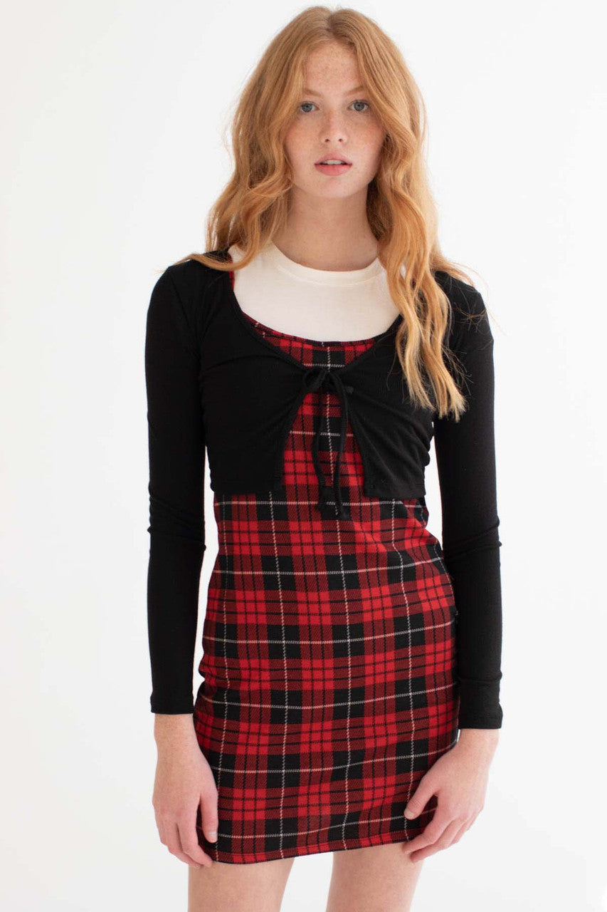 Black Ribbed Tie Bust Cardigan 1