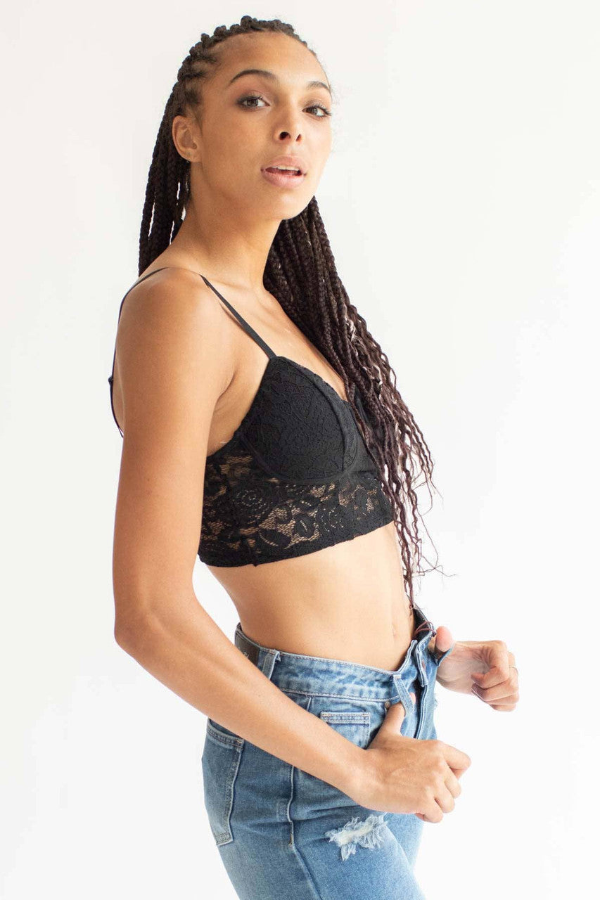 Black Rose Lace Notched Bralette