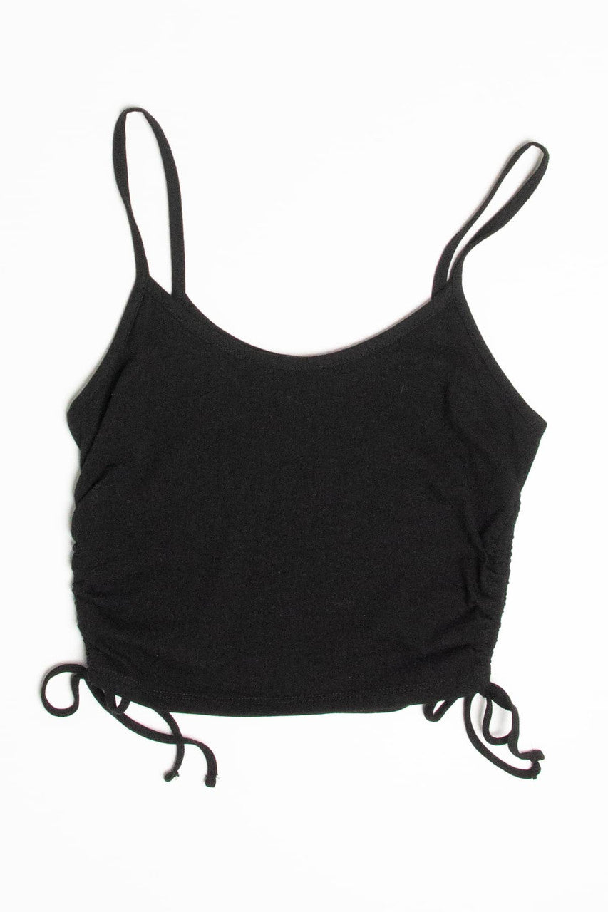 Black Ruched Side Crop Cami